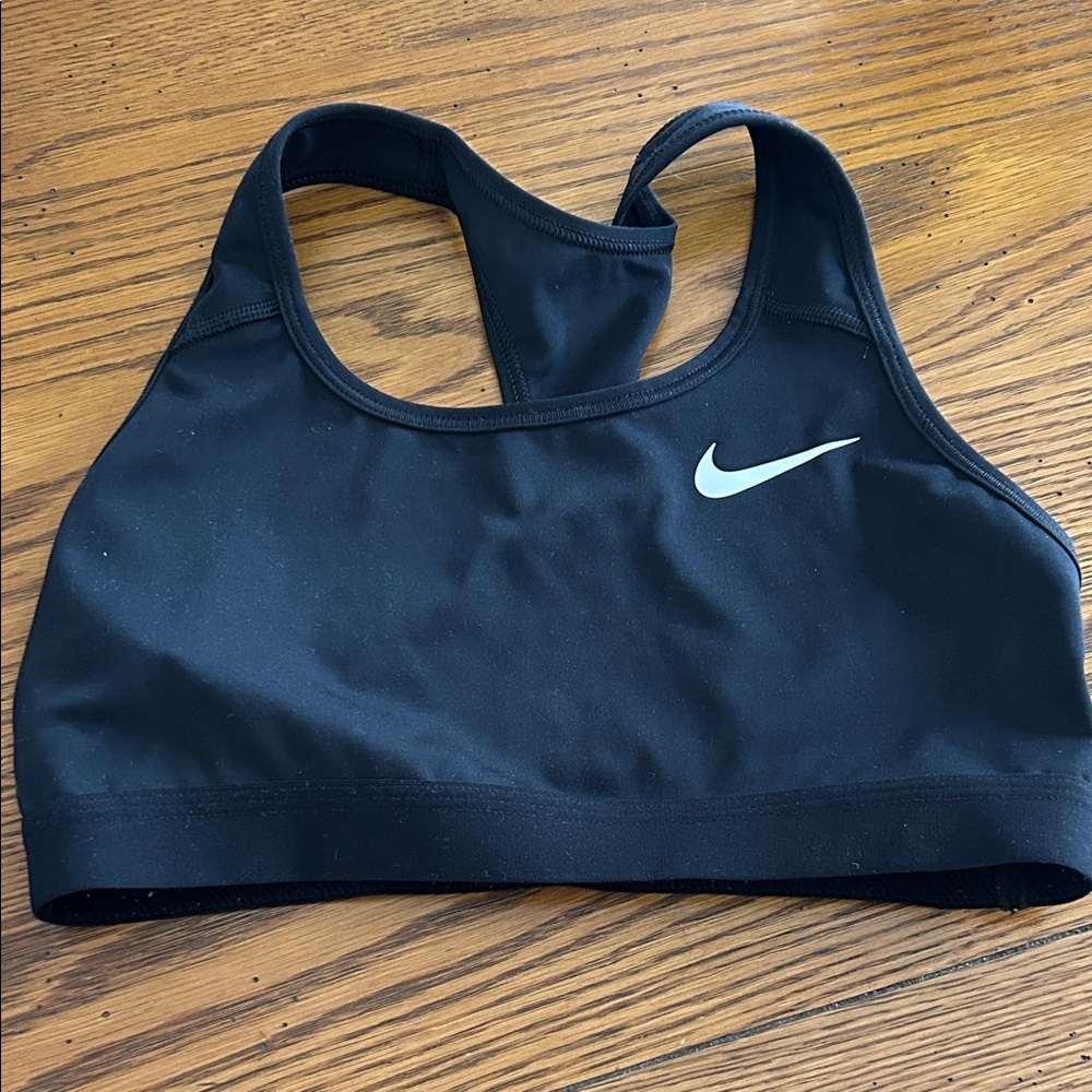 Nike Women's Black Sports Bra with White Logo